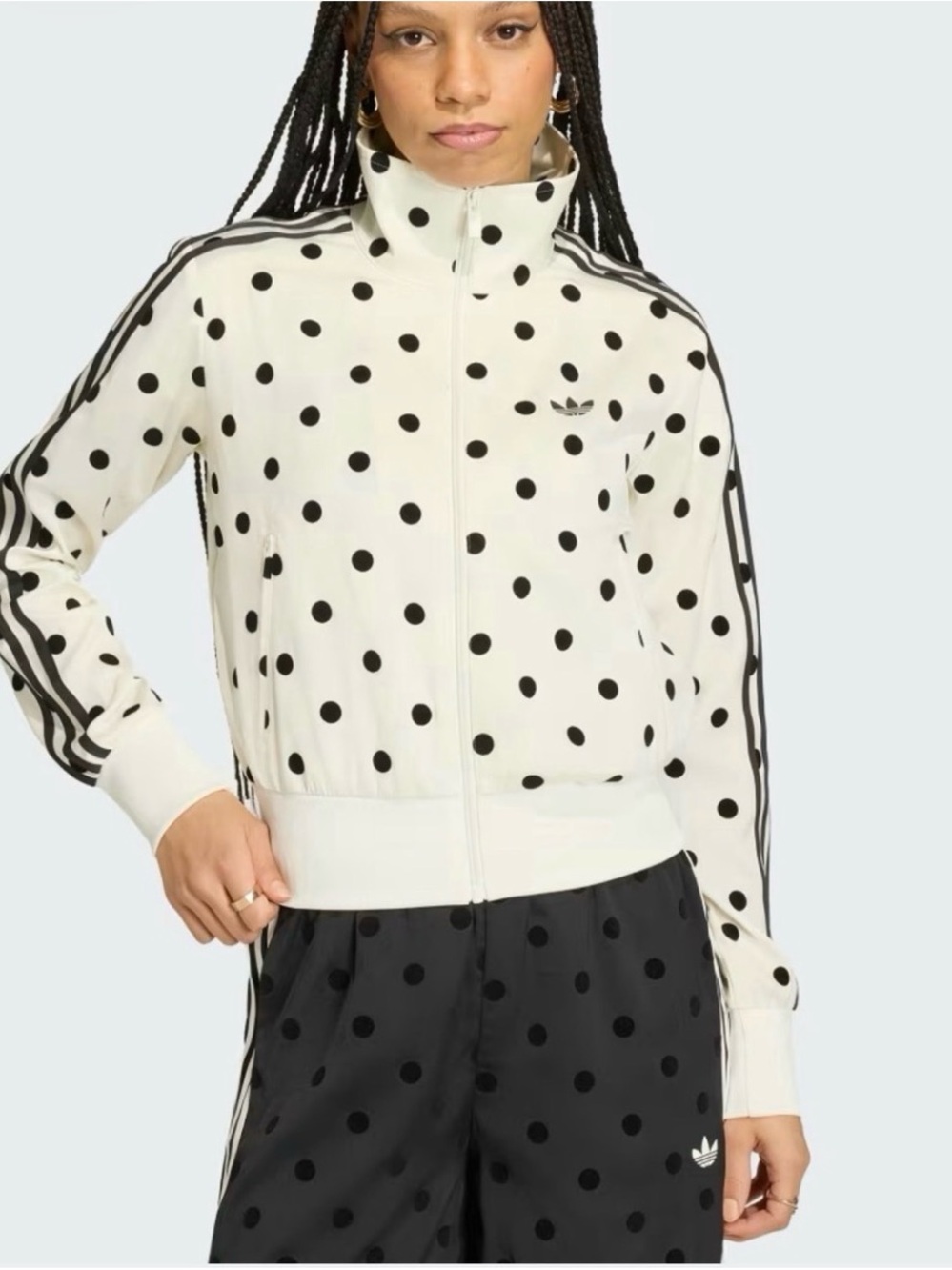 Adidas Originals Satin Polka Dot Track Jacket Off White Black Size S